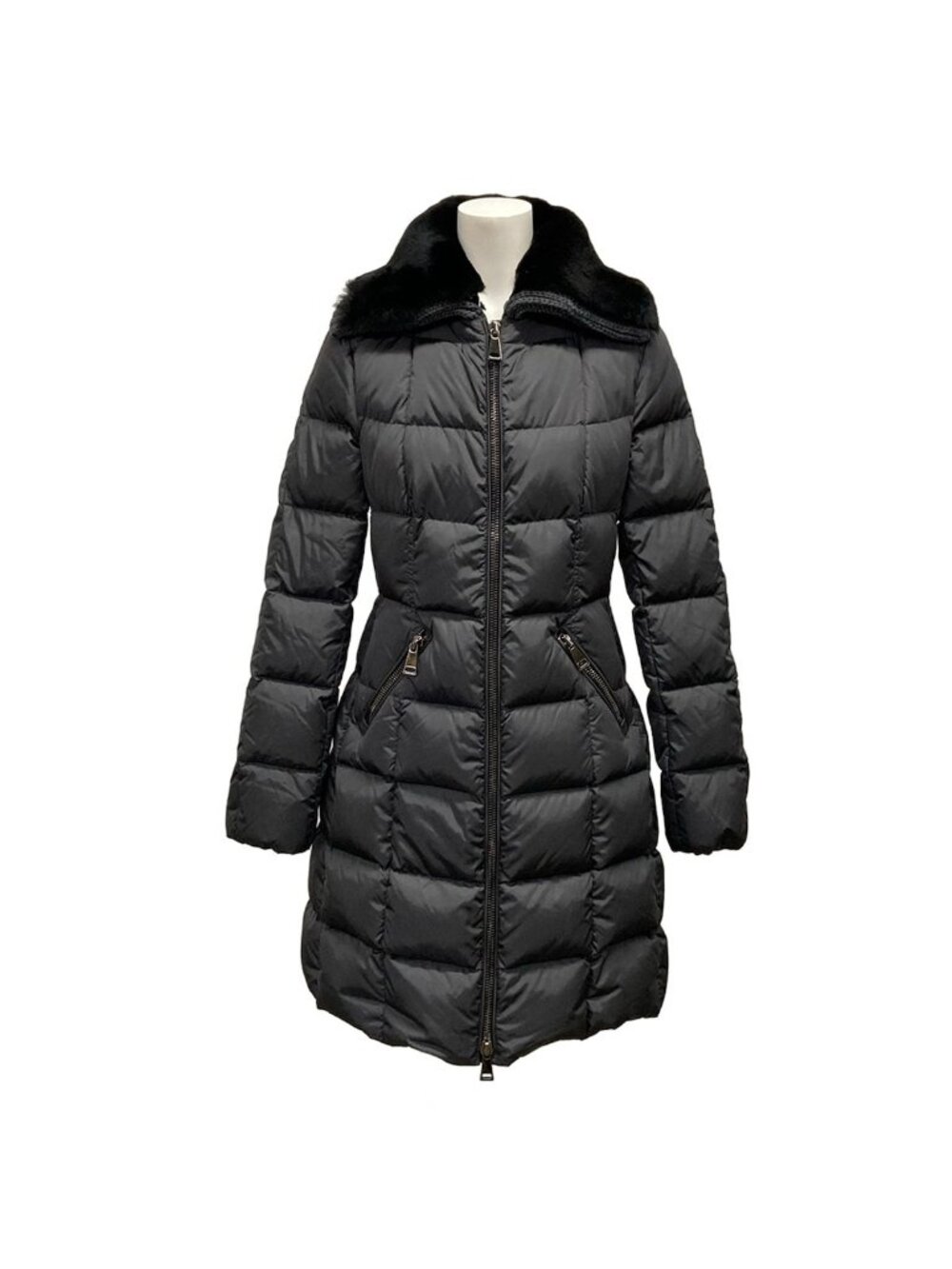 Moncler Down Coat XS Davidia Light Gray Winter Knit Color Fur 00